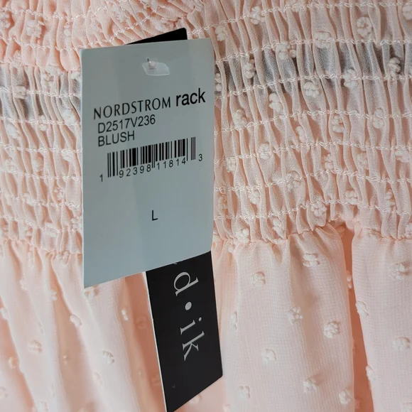 Peachy Pink Swiss Dot Dress with High Smocked Collar - Picture 7 of 7